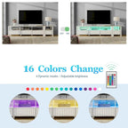 White TV Stand for 65-100 Inch TV with LED Light, Modern TV Console