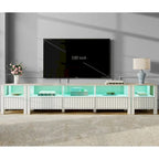 White TV Stand for 65-100 Inch TV with LED Light, Modern TV Console