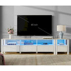 White TV Stand for 65-100 Inch TV with LED Light, Modern TV Console