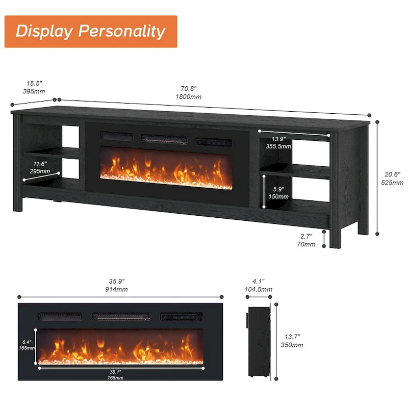 Classical 70 Inch TV Stand, TV Console Table for 75 Inch TV with LED