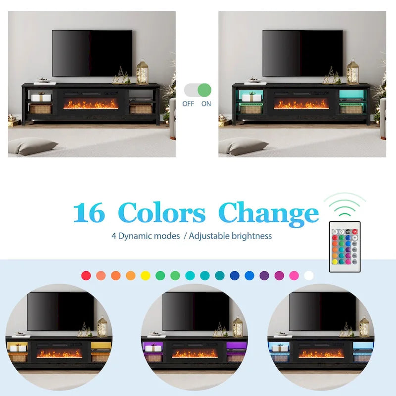 Classical 70 Inch TV Stand, TV Console Table for 75 Inch TV with LED