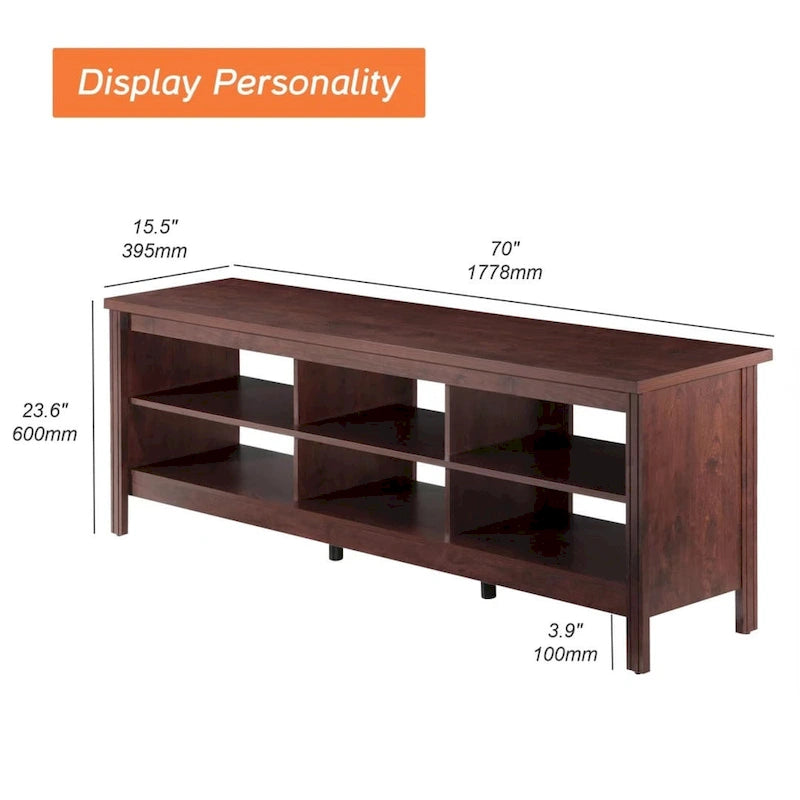 TV Stand for 75 Inch TV Console Table, Wood Entertainment Center