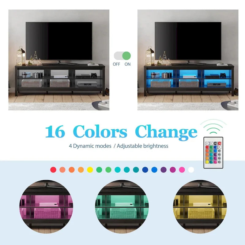 TV Stand for 75 Inch TV Console Table, Wood Entertainment Center