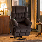 MCombo Power Lift Recliner Chair with Massage, Heat, Adjustable Headrest, Extended Footrest-(PU/Fabric)