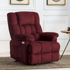 MCombo Power Lift Recliner Chair with Massage, Heat, Adjustable Headrest, Extended Footrest-(PU/Fabric)