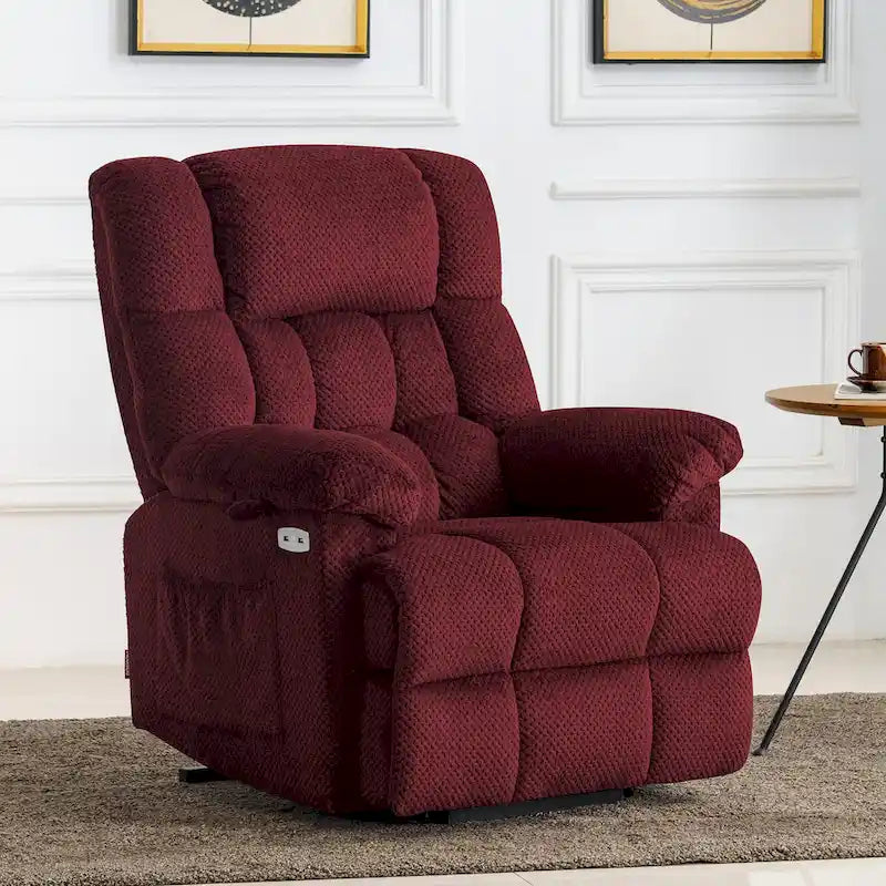 MCombo Power Lift Recliner Chair with Massage, Heat, Adjustable Headrest, Extended Footrest-(PU/Fabric)