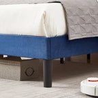 VECELO, Upholstered Platform Bed Frame with Nailhead Headboard Twin Full Queen Size Bed-Blue