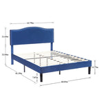 VECELO, Upholstered Platform Bed Frame with Nailhead Headboard Twin Full Queen Size Bed-Blue