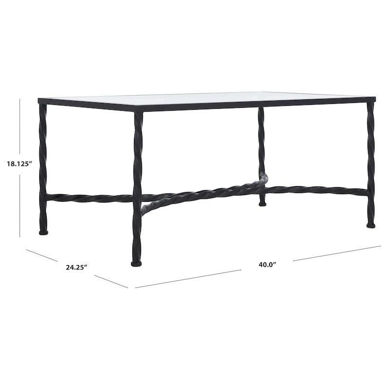 SAFAVIEH Couture Sedighe Glass Coffee Table - 40 W x 24 D x 18 H - 40W x 24D x 18H