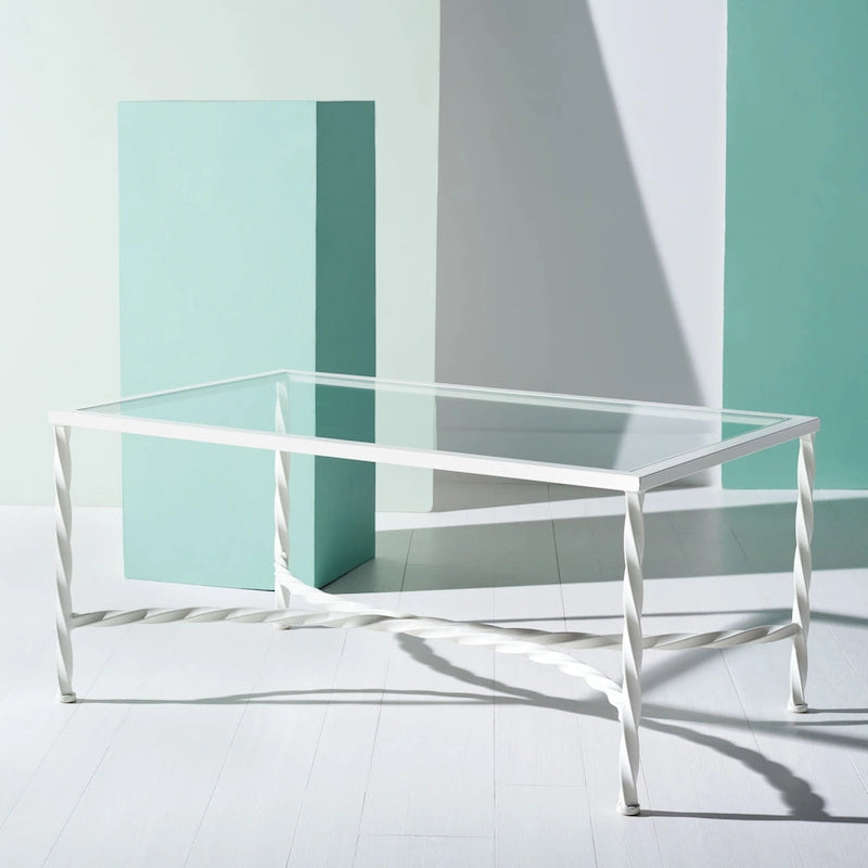 SAFAVIEH Couture Sedighe Glass Coffee Table - 40 W x 24 D x 18 H - 40W x 24D x 18H