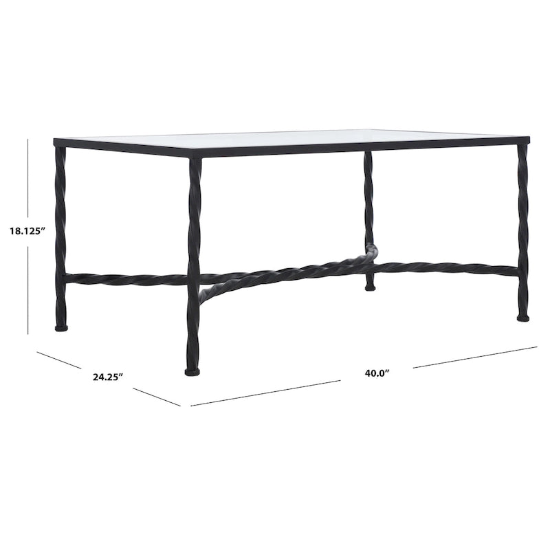 SAFAVIEH Couture Sedighe Glass Coffee Table - 40 W x 24 D x 18 H - 40W x 24D x 18H