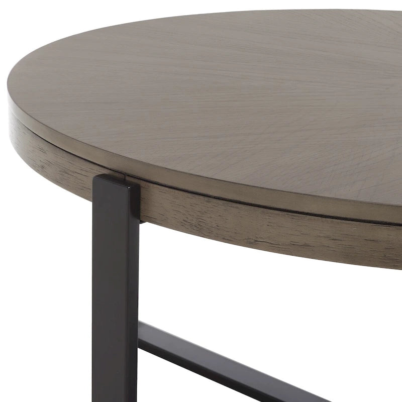 SAFAVIEH Deetta White Marble/ Black Round Coffee Table - 36 W x 36 D x 18 H - 36Wx36Dx18H