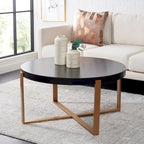 SAFAVIEH Deetta White Marble/ Black Round Coffee Table - 36 W x 36 D x 18 H - 36Wx36Dx18H