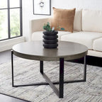 SAFAVIEH Deetta White Marble/ Black Round Coffee Table - 36 W x 36 D x 18 H - 36Wx36Dx18H