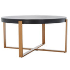 SAFAVIEH Deetta White Marble/ Black Round Coffee Table - 36 W x 36 D x 18 H - 36Wx36Dx18H