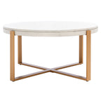 SAFAVIEH Deetta White Marble/ Black Round Coffee Table - 36 W x 36 D x 18 H - 36Wx36Dx18H