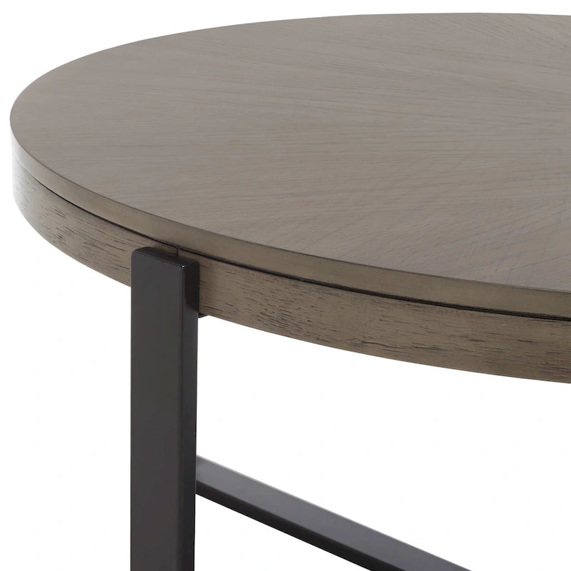 SAFAVIEH Deetta White Marble/ Black Round Coffee Table - 36 W x 36 D x 18 H - 36Wx36Dx18H