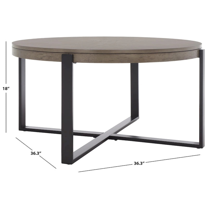 SAFAVIEH Deetta White Marble/ Black Round Coffee Table - 36 W x 36 D x 18 H - 36Wx36Dx18H