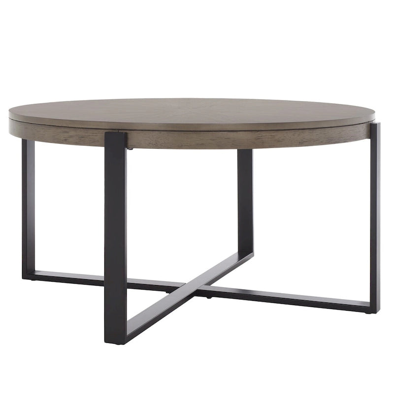 SAFAVIEH Deetta White Marble/ Black Round Coffee Table - 36 W x 36 D x 18 H - 36Wx36Dx18H