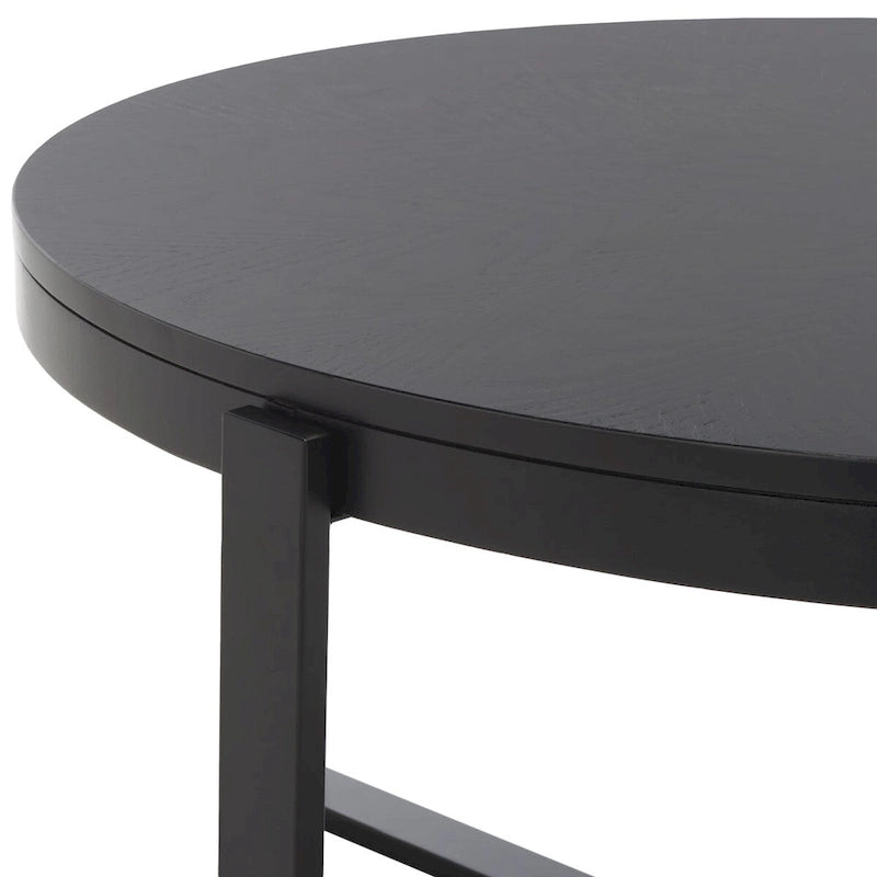 SAFAVIEH Deetta White Marble/ Black Round Coffee Table - 36 W x 36 D x 18 H - 36Wx36Dx18H