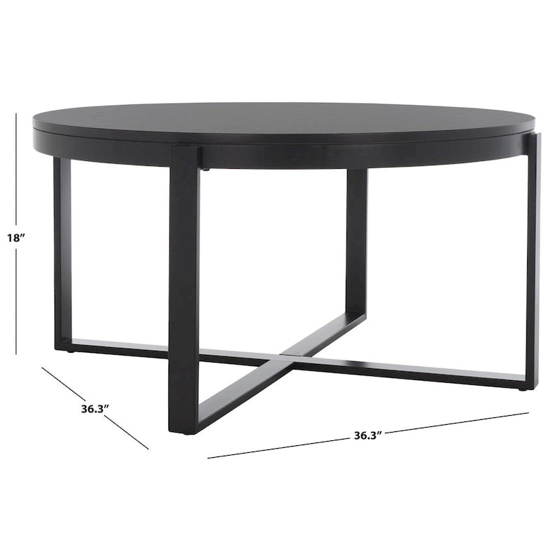 SAFAVIEH Deetta White Marble/ Black Round Coffee Table - 36 W x 36 D x 18 H - 36Wx36Dx18H