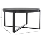 SAFAVIEH Deetta White Marble/ Black Round Coffee Table - 36 W x 36 D x 18 H - 36Wx36Dx18H