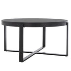 SAFAVIEH Deetta White Marble/ Black Round Coffee Table - 36 W x 36 D x 18 H - 36Wx36Dx18H