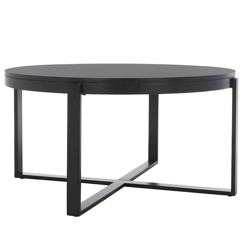 SAFAVIEH Deetta White Marble/ Black Round Coffee Table - 36 W x 36 D x 18 H - 36Wx36Dx18H