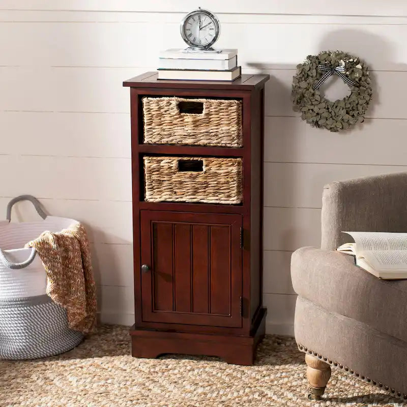 SAFAVIEH Golda Distressed Black Storage Cabinet - 15.9 x 11.8 x 35 - 16Wx12Dx35H
