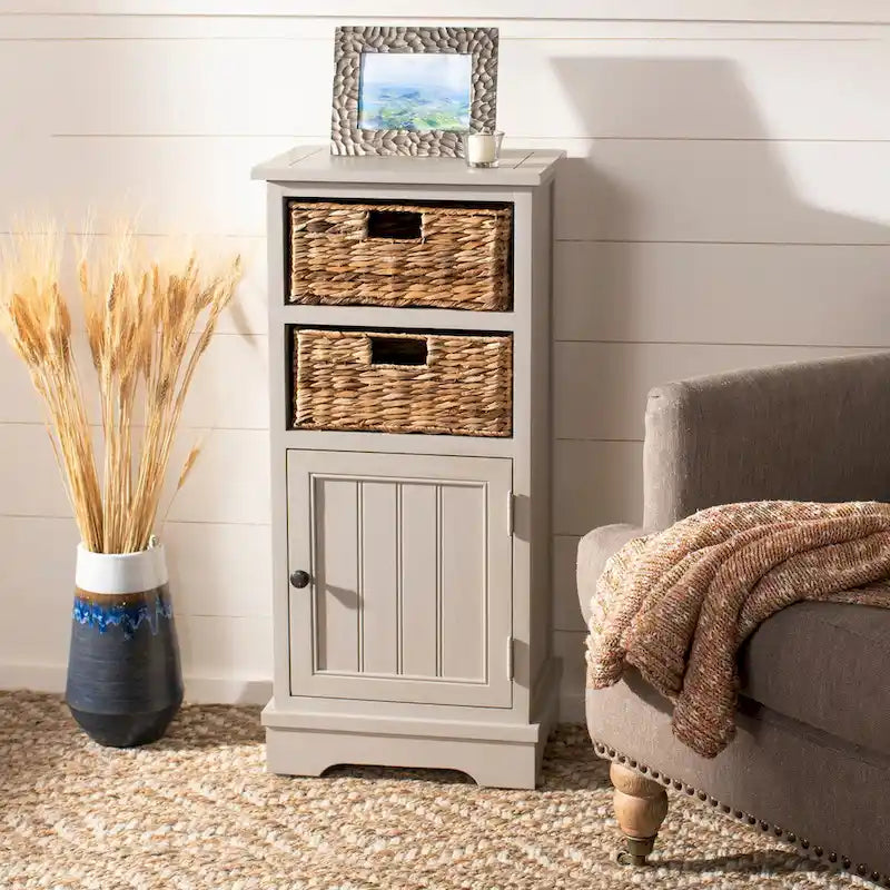 SAFAVIEH Golda Distressed Black Storage Cabinet - 15.9 x 11.8 x 35 - 16Wx12Dx35H