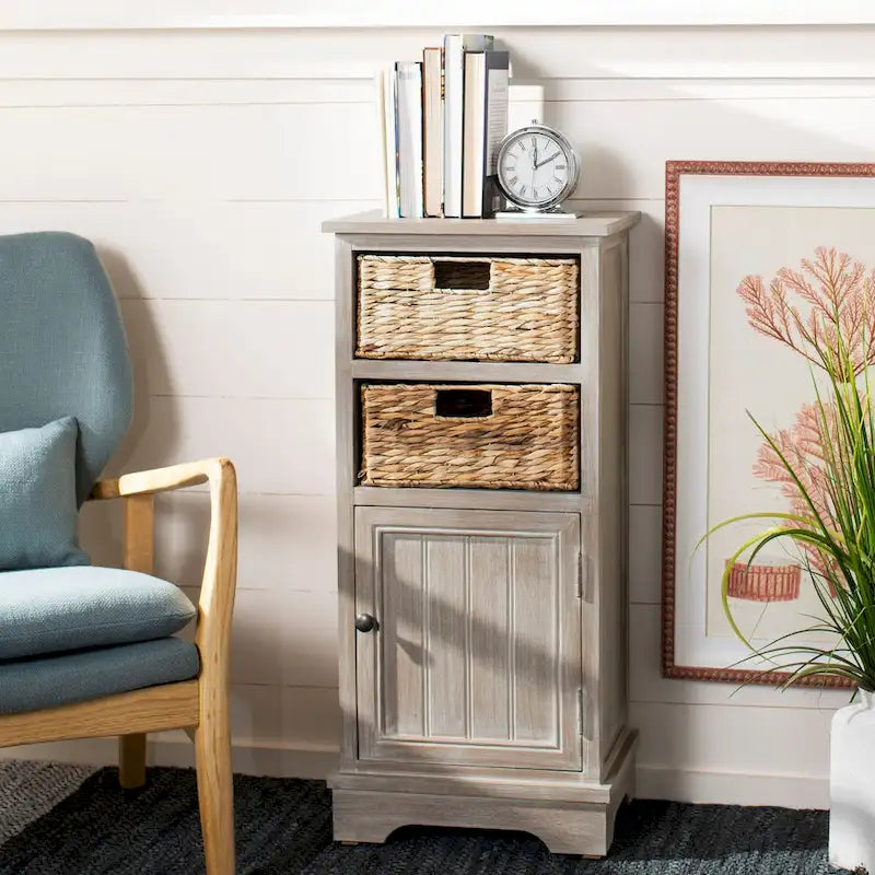 SAFAVIEH Golda Distressed Black Storage Cabinet - 15.9 x 11.8 x 35 - 16Wx12Dx35H
