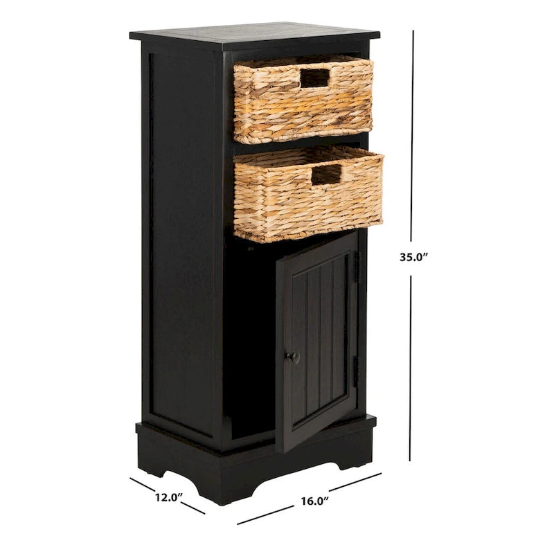 SAFAVIEH Golda Distressed Black Storage Cabinet - 15.9 x 11.8 x 35 - 16Wx12Dx35H