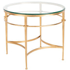 SAFAVIEH Couture Venie Round Antique Gold Glass Side Table - 27 W x 27 D x 23 H - 27Wx27Dx23H