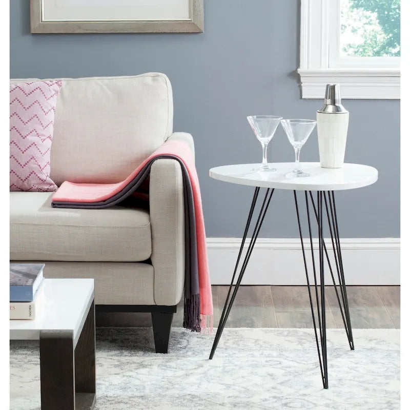 SAFAVIEH Luann White/ Black Lacquer Side Table - 19.6 x 19.6 x 23.6 - 20Wx20Dx24H