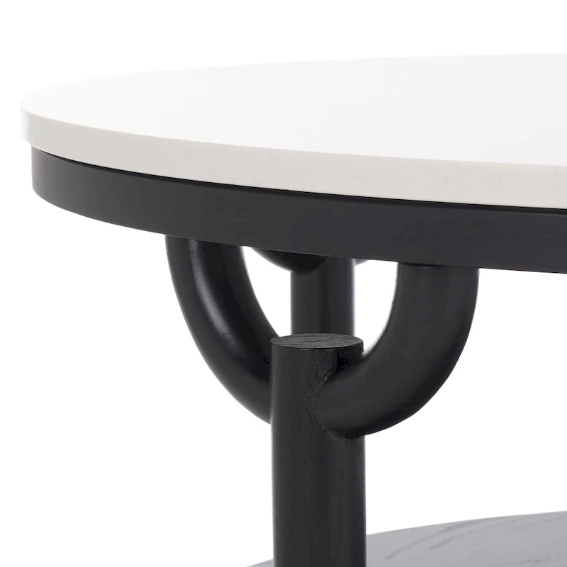 SAFAVIEH Couture Aive 2-Tier Marble Top Round Coffee Table - 35 In. W x 35 In. D x 17 In. H - 35W x 35D x 17H