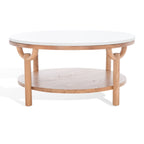 SAFAVIEH Couture Aive 2-Tier Marble Top Round Coffee Table - 35 In. W x 35 In. D x 17 In. H - 35W x 35D x 17H