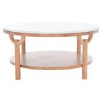 SAFAVIEH Couture Aive 2-Tier Marble Top Round Coffee Table - 35 In. W x 35 In. D x 17 In. H - 35W x 35D x 17H