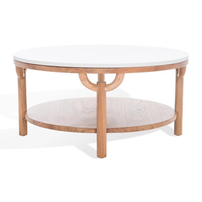 SAFAVIEH Couture Aive 2-Tier Marble Top Round Coffee Table - 35 In. W x 35 In. D x 17 In. H - 35W x 35D x 17H