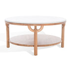 SAFAVIEH Couture Aive 2-Tier Marble Top Round Coffee Table - 35 In. W x 35 In. D x 17 In. H - 35W x 35D x 17H