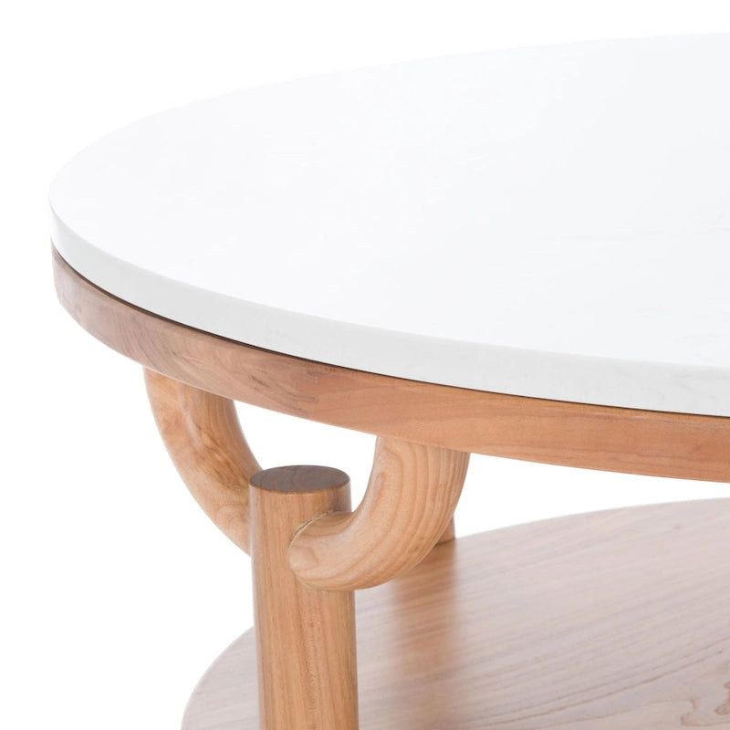 SAFAVIEH Couture Aive 2-Tier Marble Top Round Coffee Table - 35 In. W x 35 In. D x 17 In. H - 35W x 35D x 17H