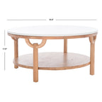 SAFAVIEH Couture Aive 2-Tier Marble Top Round Coffee Table - 35 In. W x 35 In. D x 17 In. H - 35W x 35D x 17H