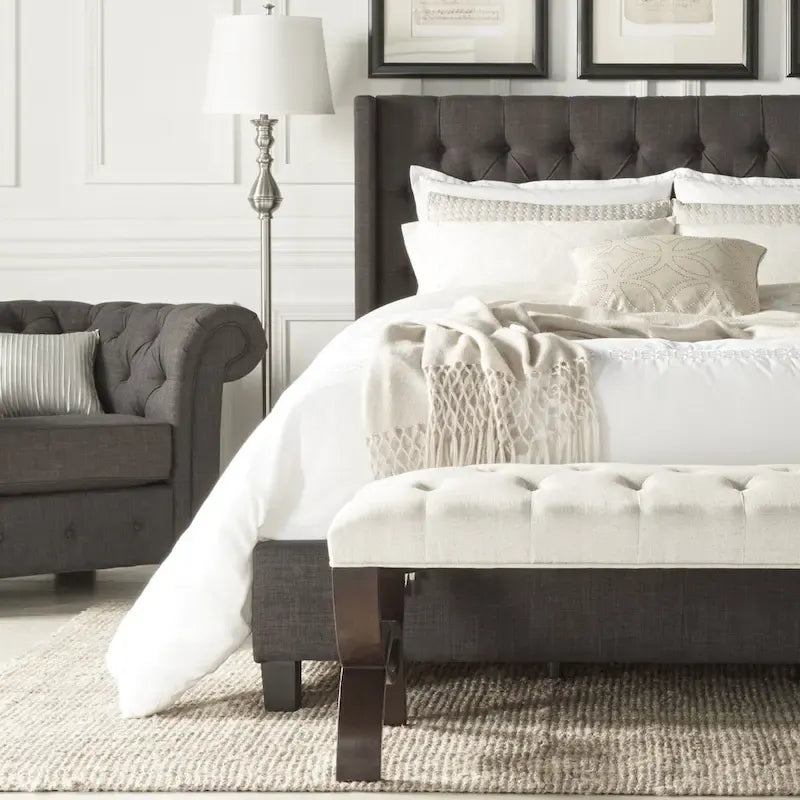 Naples Wingback Button Tufted Upholstered King Bed by iNSPIRE Q Artisan