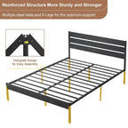 Javlergo Platform Bed Frame with Wood Headboard, Strong Metal Slats Support/No Box Spring Needed, Black