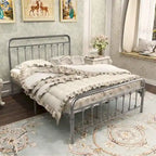 Full Size Metal Bed Frame with Headboard Footboard, Heavy Duty Steel Slats