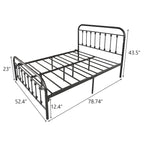 Full Size Metal Bed Frame with Headboard Footboard, Heavy Duty Steel Slats