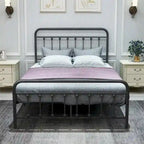 Full Size Metal Bed Frame with Headboard Footboard, Heavy Duty Steel Slats