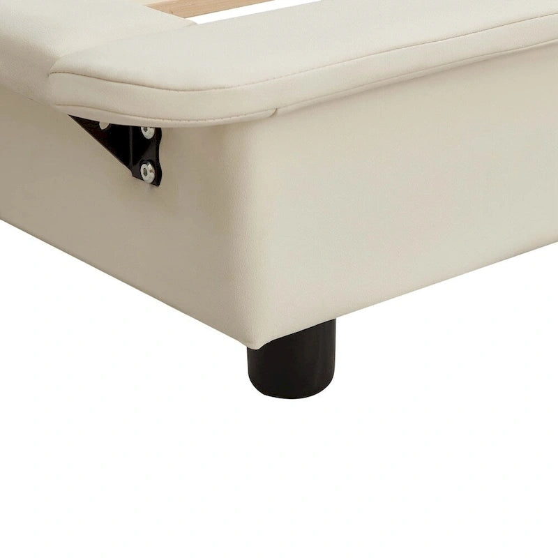 Upholstered Platform Bed with Sensor Light and Ergonomic Design Backrests
