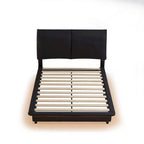 Upholstered Platform Bed with Sensor Light and Ergonomic Design Backrests