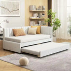Merax Twin Size Upholstered Daybed with Trundle