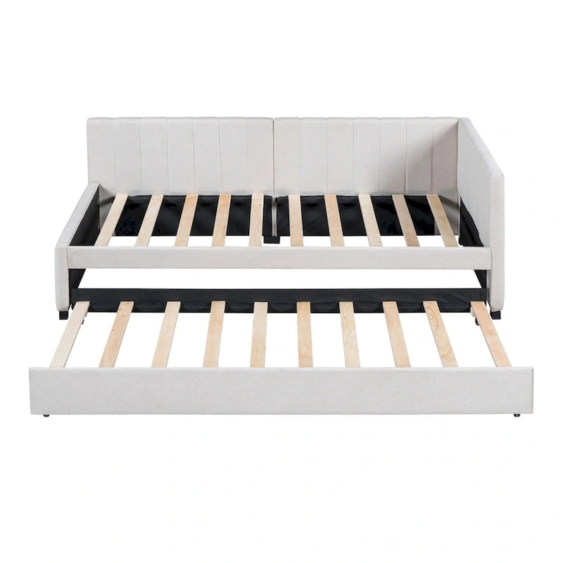 Merax Twin Size Upholstered Daybed with Trundle